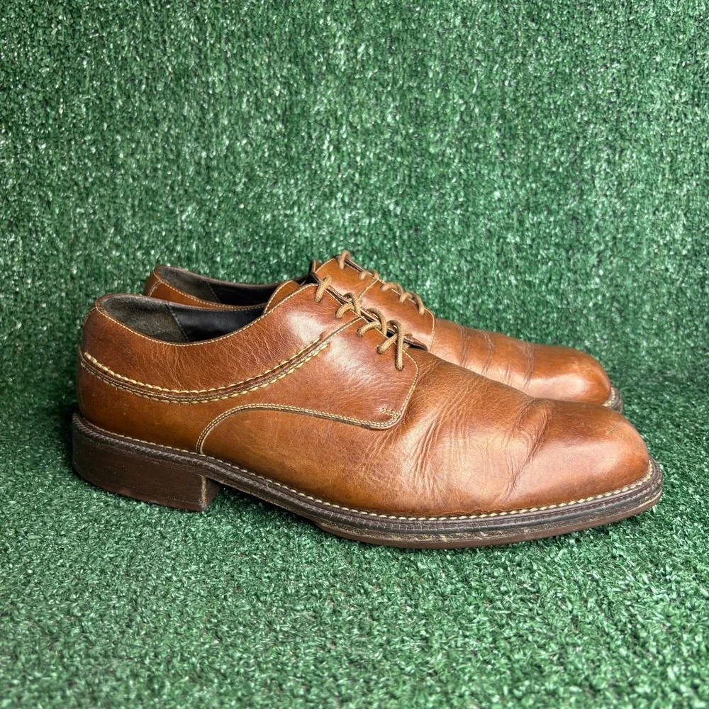 Cole Haan Plain Toe Derby Leather Lace‎ Up Classic Oxford Brown Men Size 10.5 D